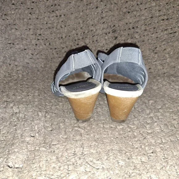 CAMPER-Rachael-Gray Strappy Leather-Wooden Wedge Sandals-SZ 39-8.5-Excellent - Picture 5 of 8